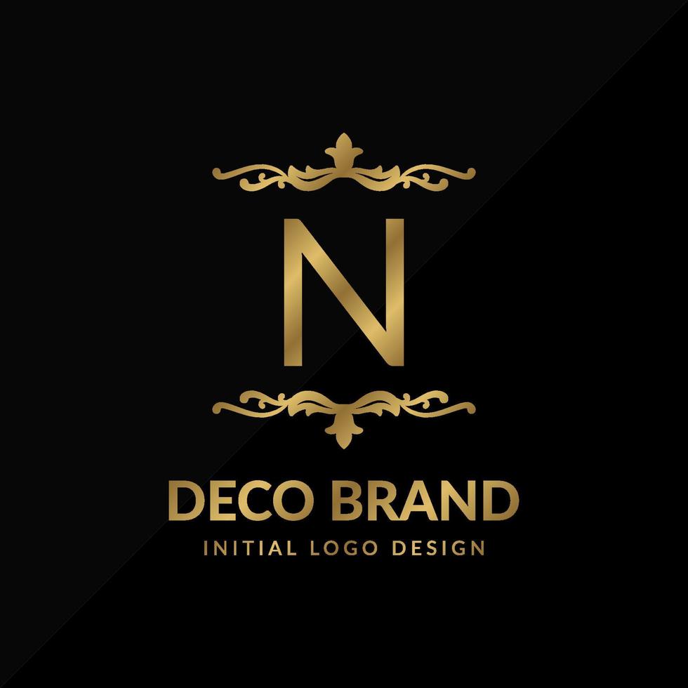 letter N decorative brand retro swirl vector initial logo