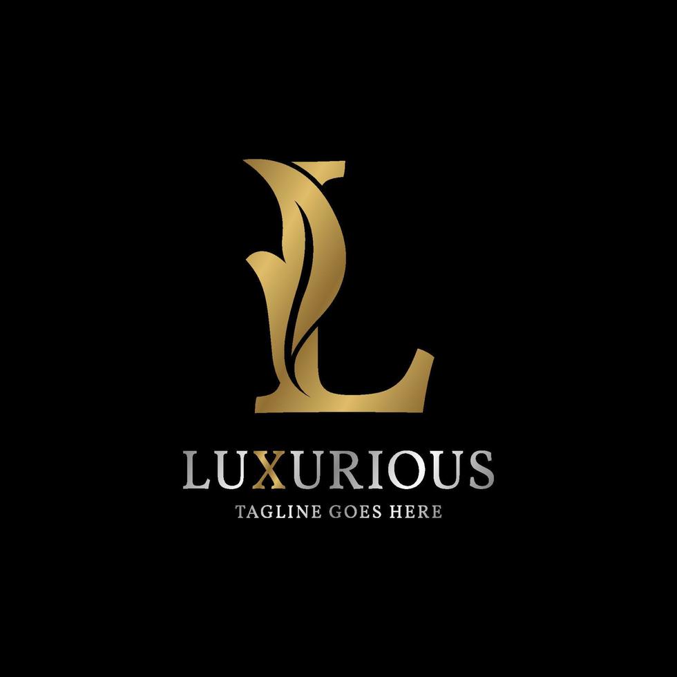 letter L luxurious leaf initial vector logo design element
