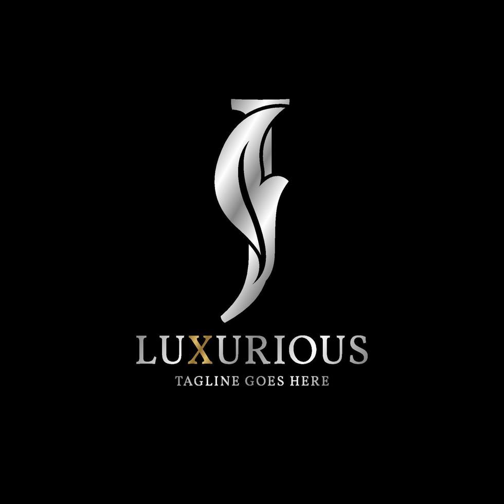 letter J luxurious leaf initial vector logo design element