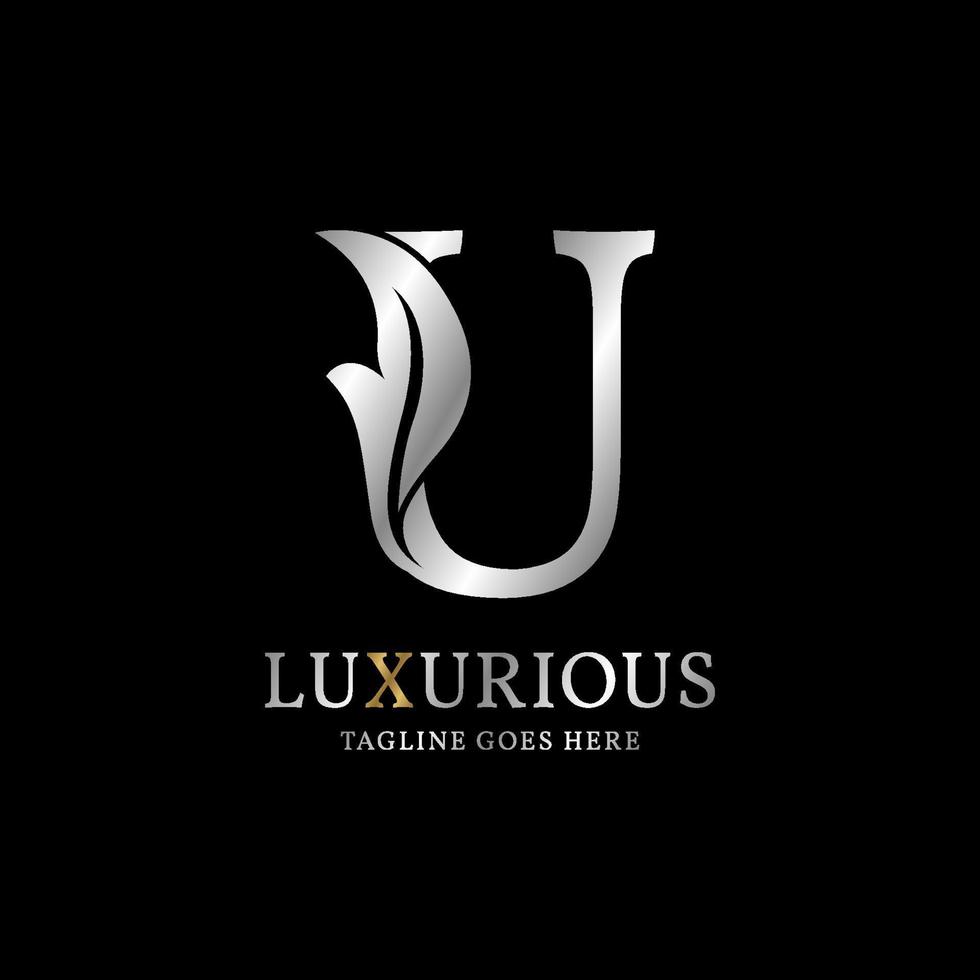 letter U luxurious leaf initial vector logo design element
