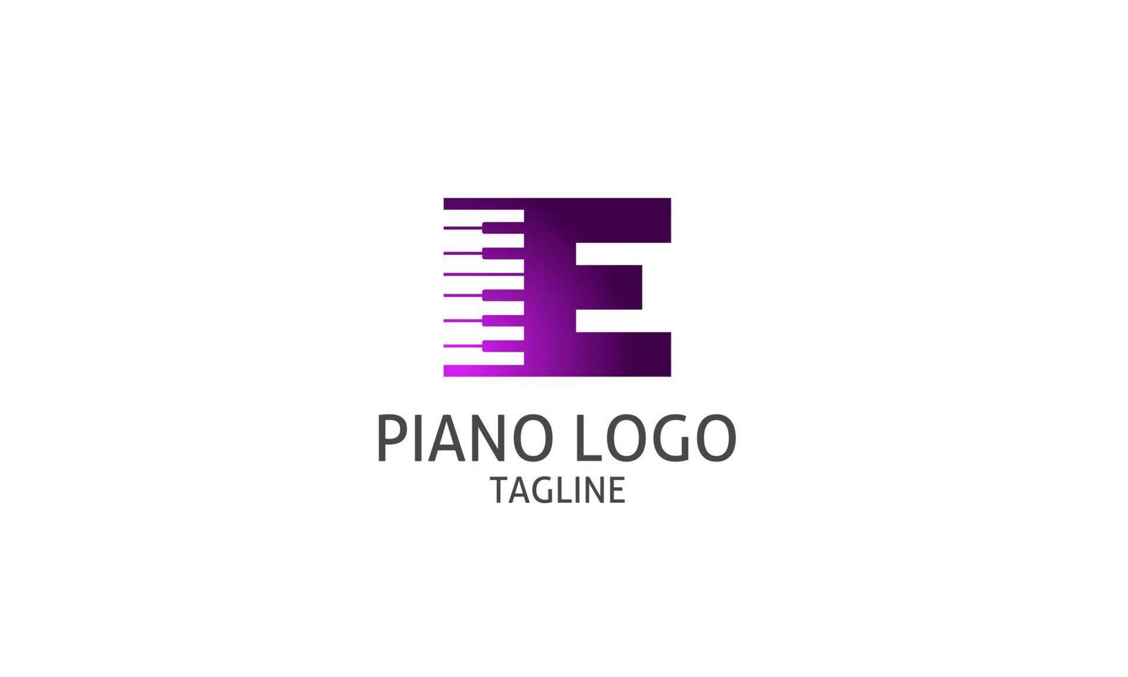 Letter E piano logo design for music store, composer, producer, publisher, course vector