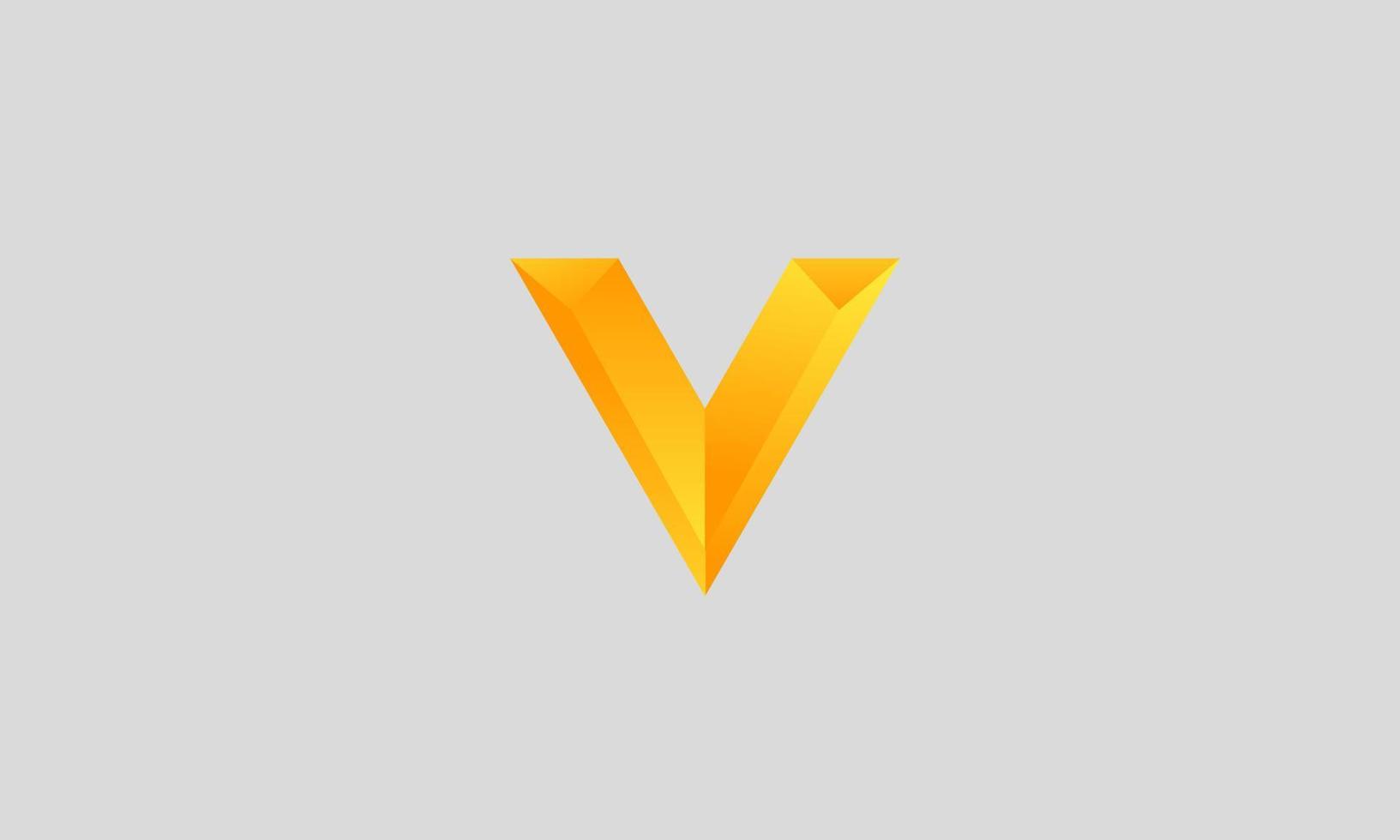 letter V 3d bright and strong vector logo design element