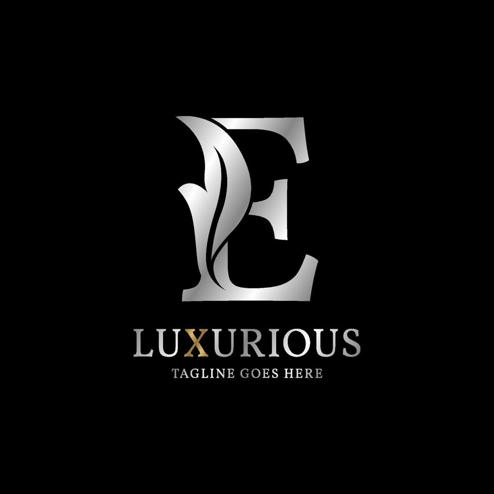 letter E luxurious leaf initial vector logo design element