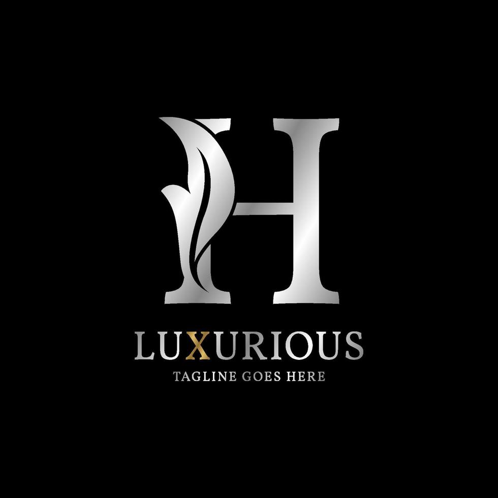 letter H luxurious leaf initial vector logo design element