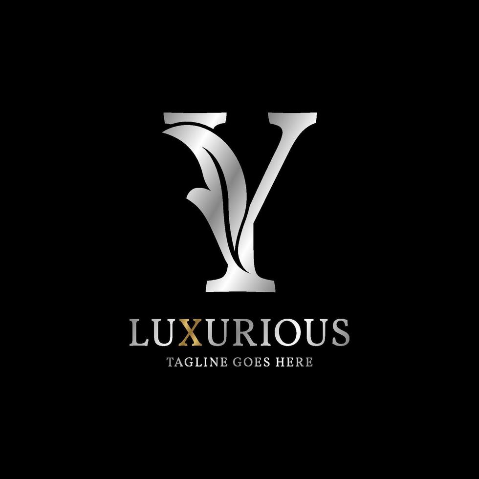 letter Y luxurious leaf initial vector logo design element