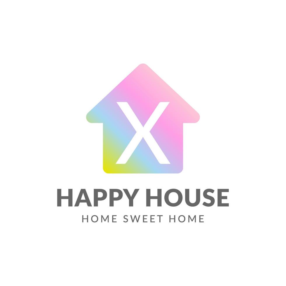 diseño de logotipo de vector de casa feliz de letra x