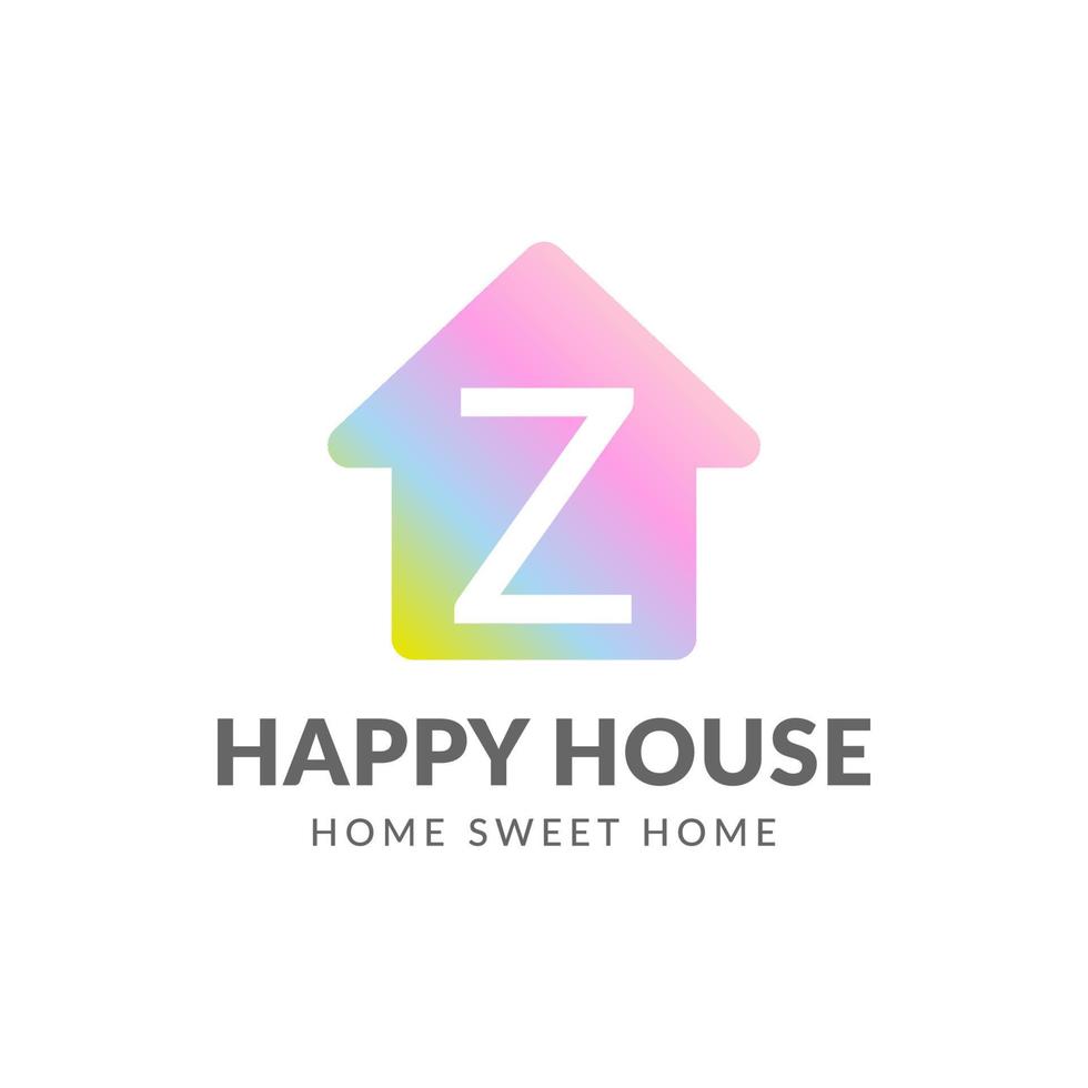 diseño de logotipo de vector de casa feliz de letra z