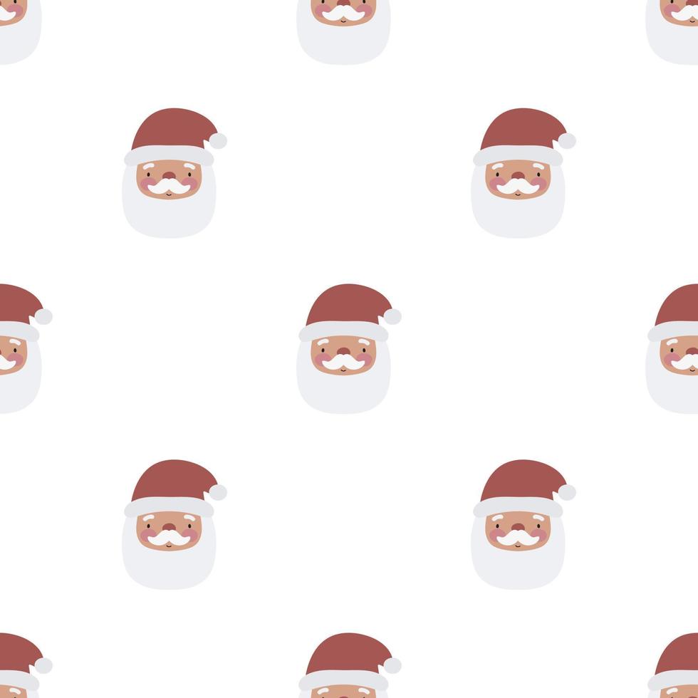 Christmas or Happy New Year pattern with cute Santa Claus. Vector illustration. For posters, banners, printing on the pack, printing on clothes, fabric, wallpaper.