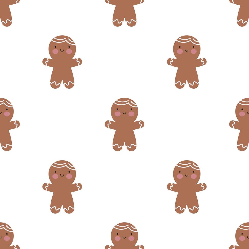 Vector seamless pattern with cute gingerbread. For card, posters, banners, printing on the pack, printing on clothes, fabric, wallpaper.