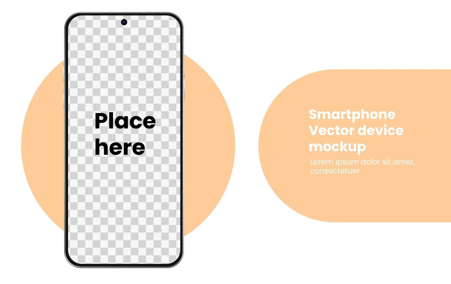 smartphone vector mockup with repalceable transparent screen. Smartphone device vector.