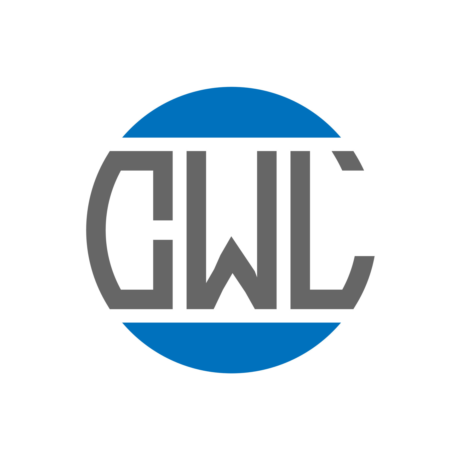CWL letter logo design on white background. CWL creative initials