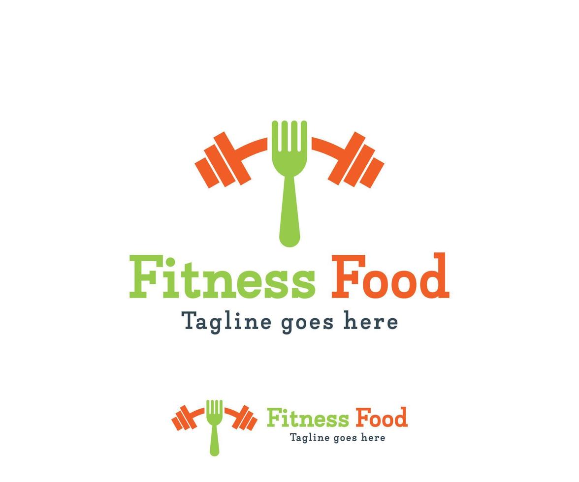Healthy fitness food logo design vector