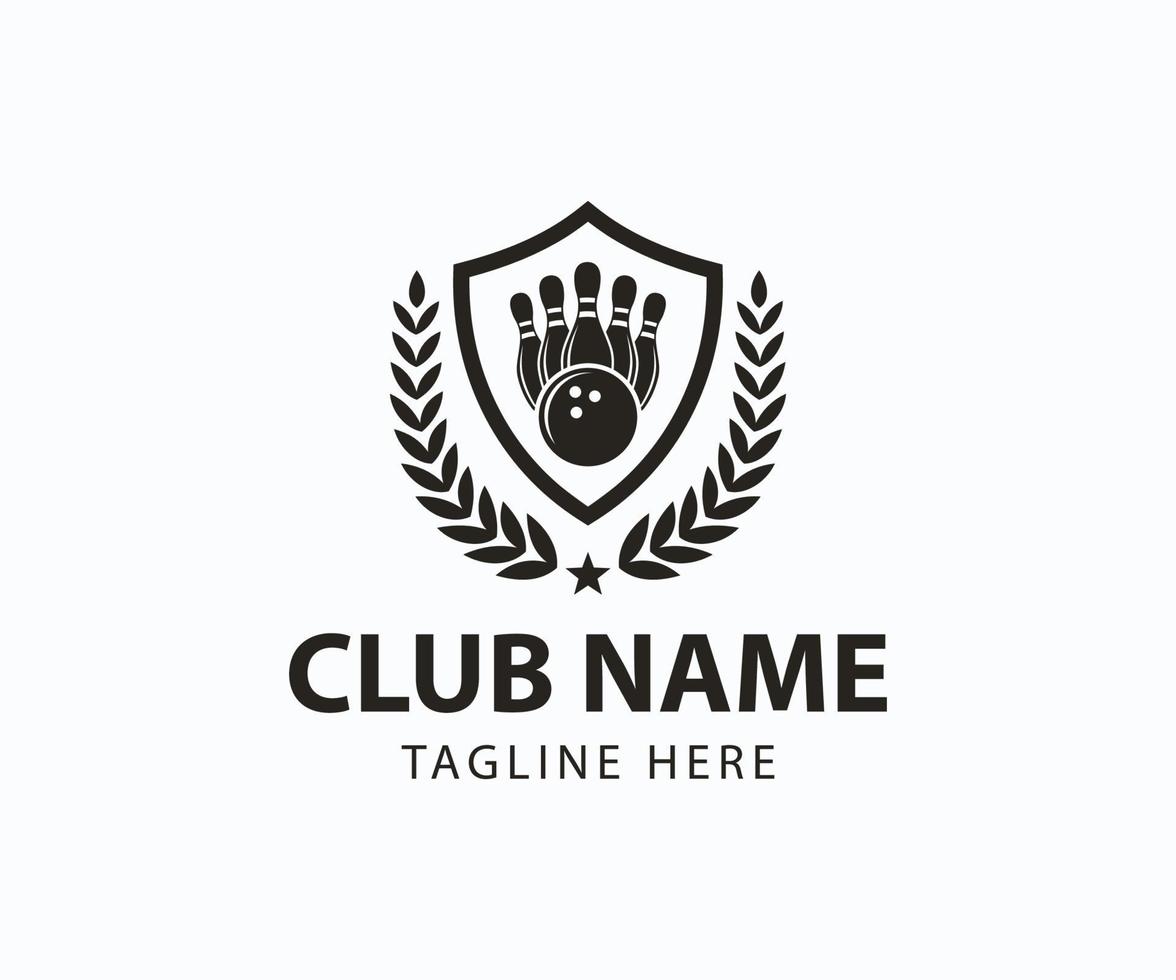 Bowling Emblems with Ball and Ninepins Logo Template vector