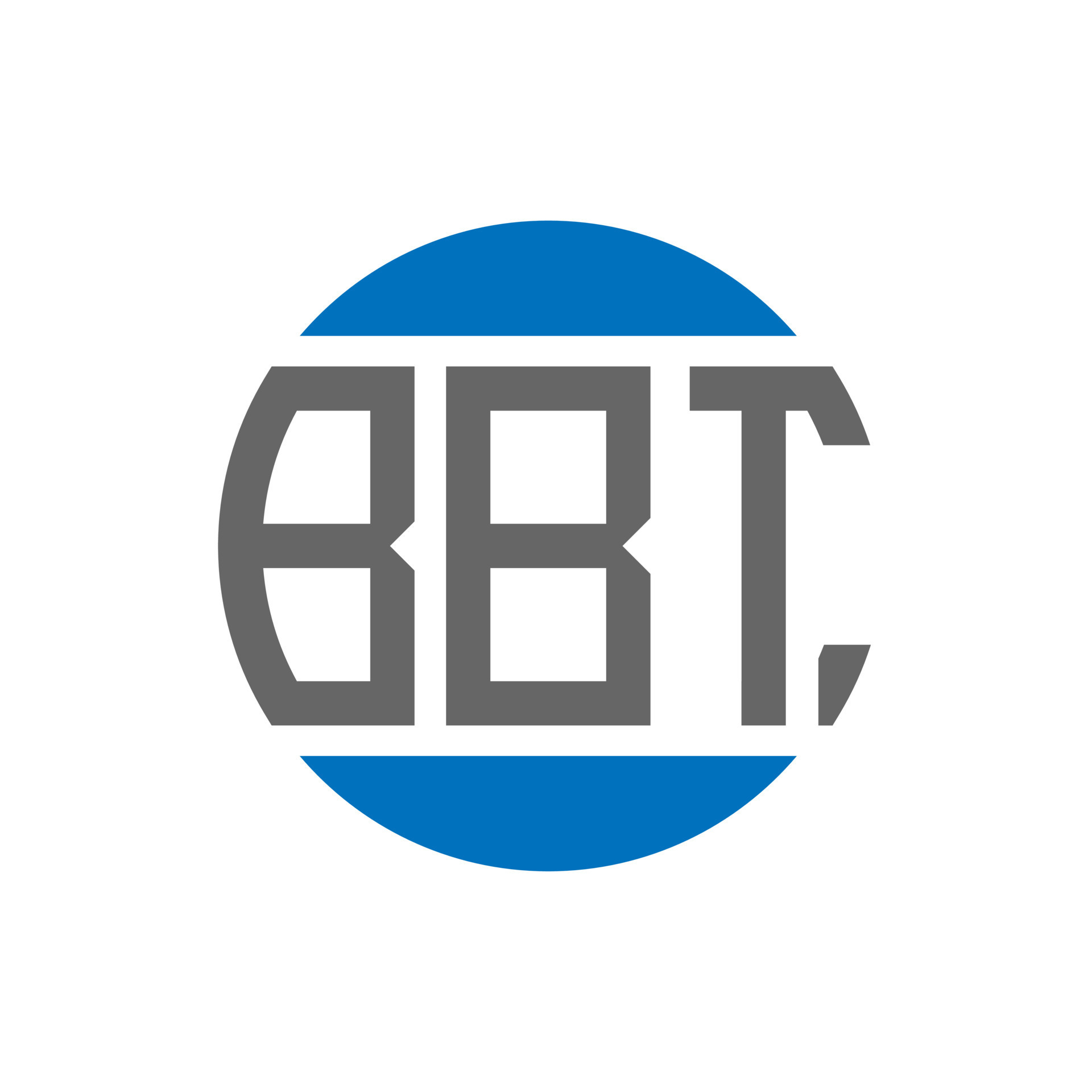 BBT letter logo design on white background. BBT creative initials