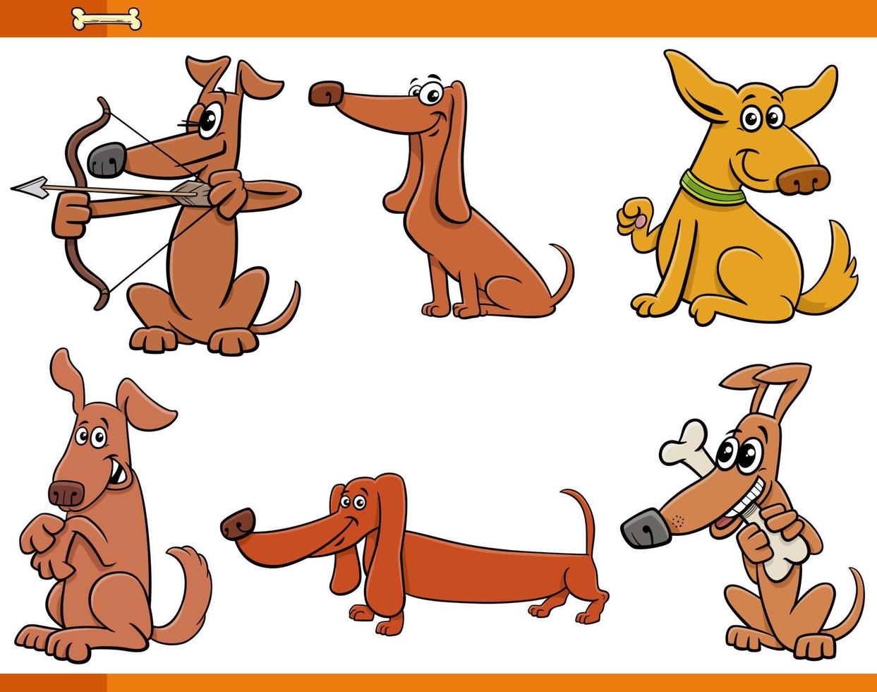 cartoon dogs and puppies animal characters set vector