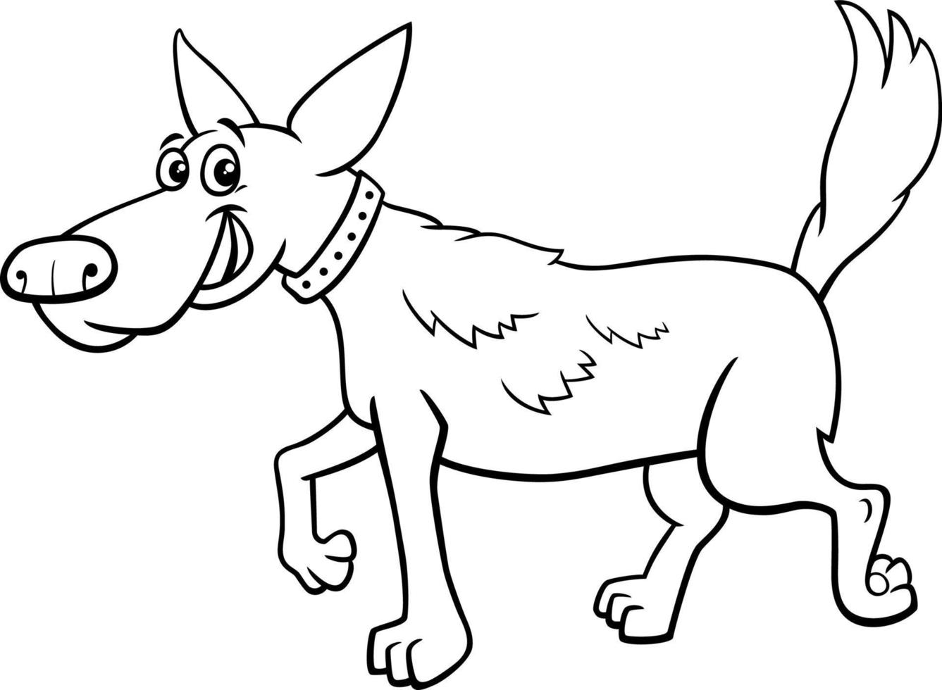 perro de dibujos animados carácter animal cómico página para colorear vector