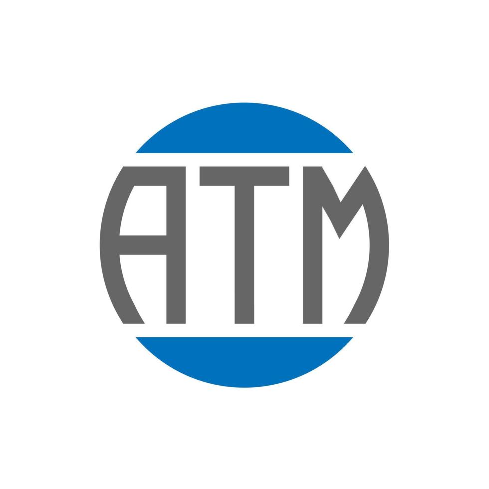diseño de logotipo de carta atm sobre fondo blanco. concepto de logotipo de círculo de iniciales creativas atm. diseño de carta de cajero automático. vector