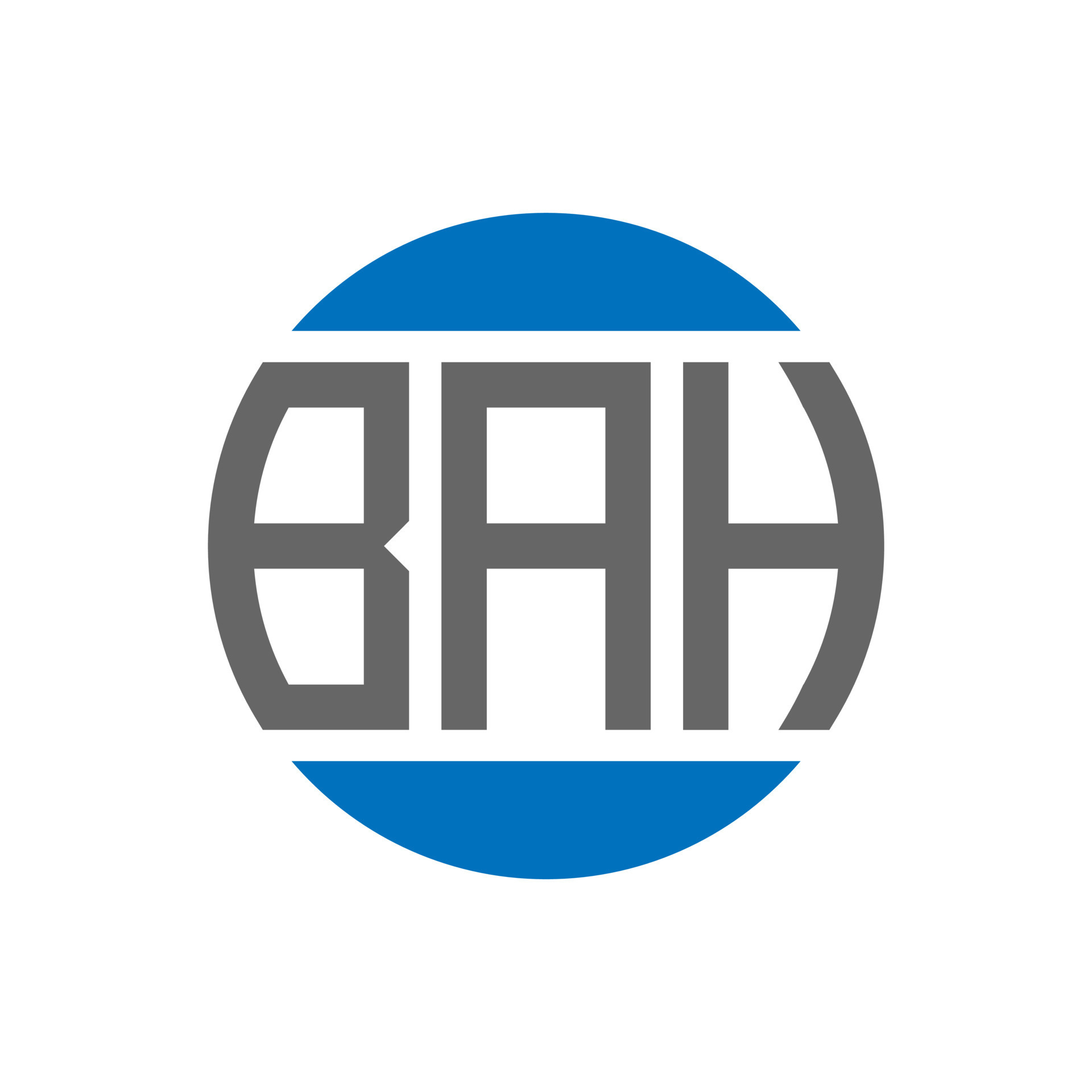 BAH letter logo design on white background. BAH creative initials