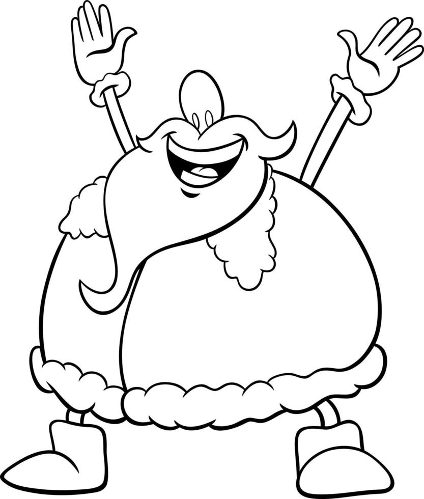 cartoon Santa Claus on Christmas time coloring page vector