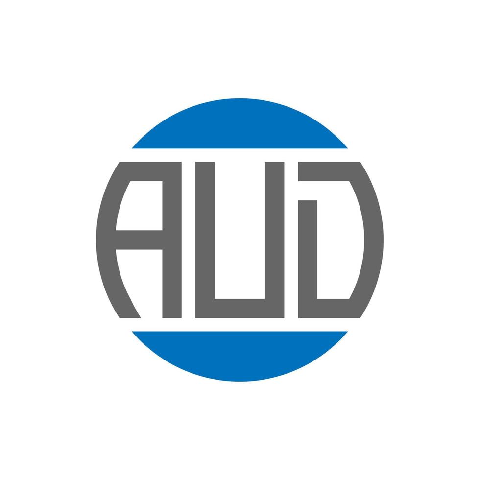 diseño de logotipo de letra aud sobre fondo blanco. concepto de logotipo de círculo de iniciales creativas aud. diseño de carta aud. vector