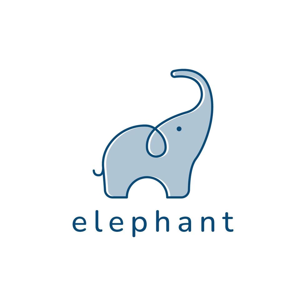 Elephant outline logo, simple vector illustration of the elephant. Wildlife or zoo.