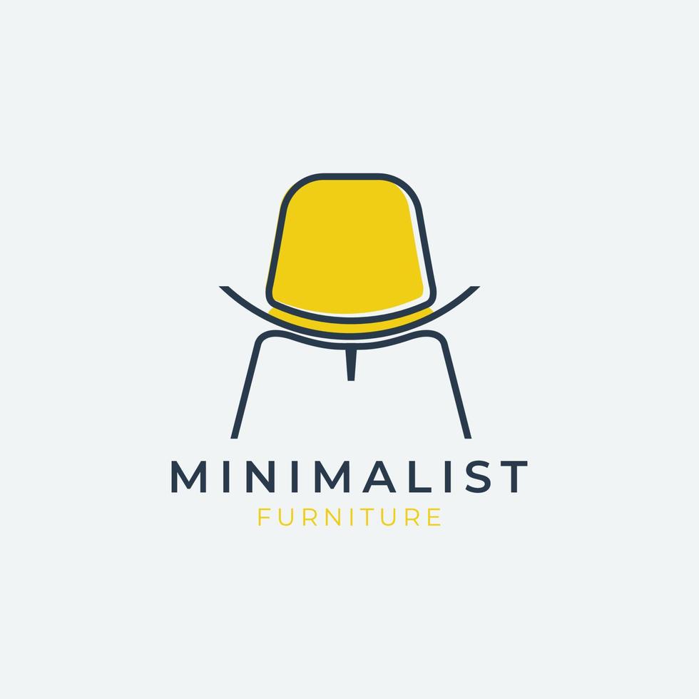 Minimalist furniture logo with chair for store.outline logo design, vector