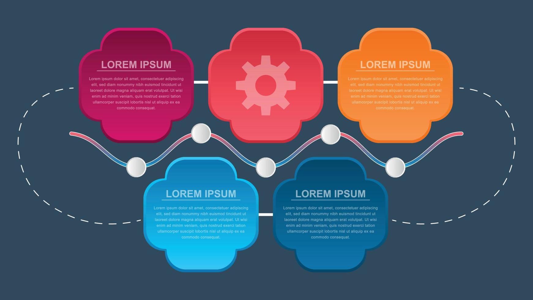 Colored Business Vector infographic template concept with 5 options