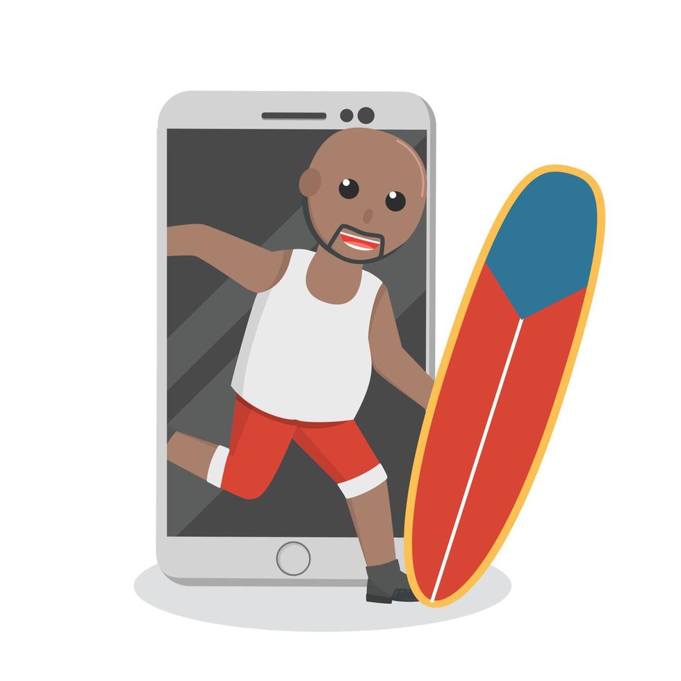 man african going vacation trough  smartphone design character on white background vector