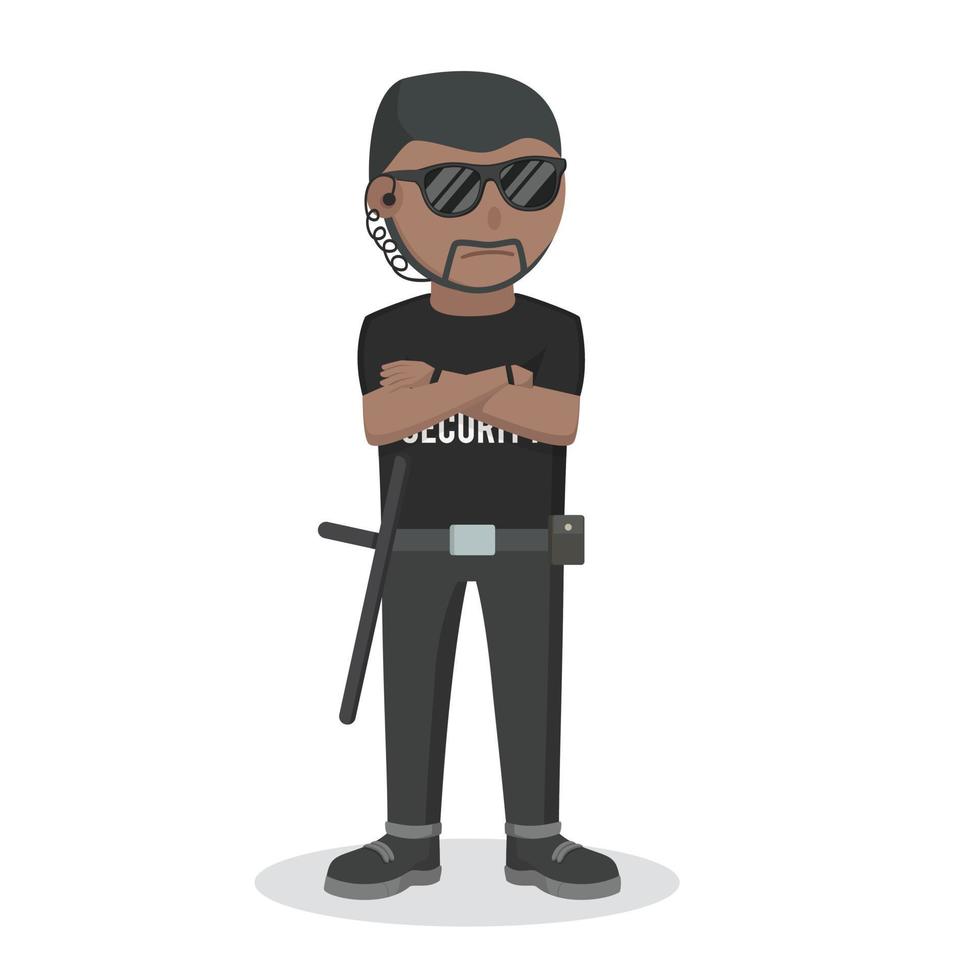 security guard african standing pose design character on white background vector