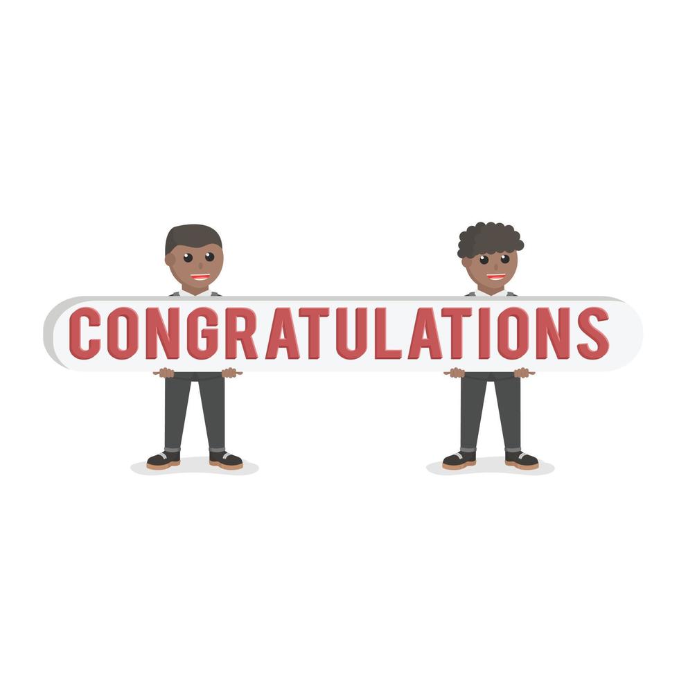 business african congratulations character on white background vector