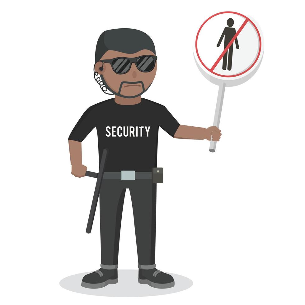 security guard african with forbidden pass sign design character on white background vector