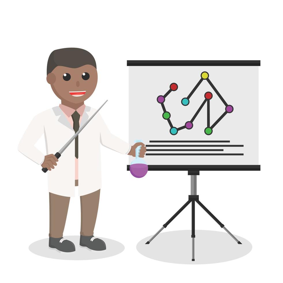 scientist african presentation his research design character on white background vector