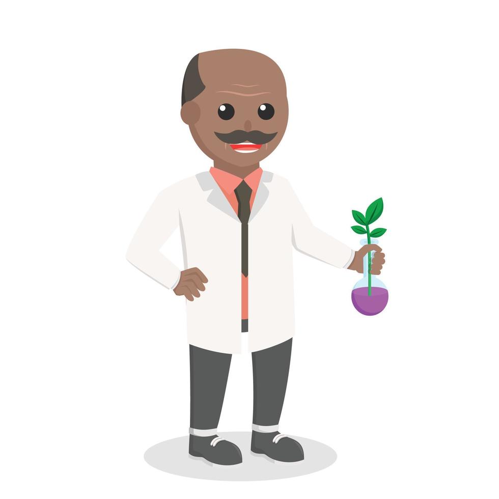 scientist african experiment with plant design character on white background vector