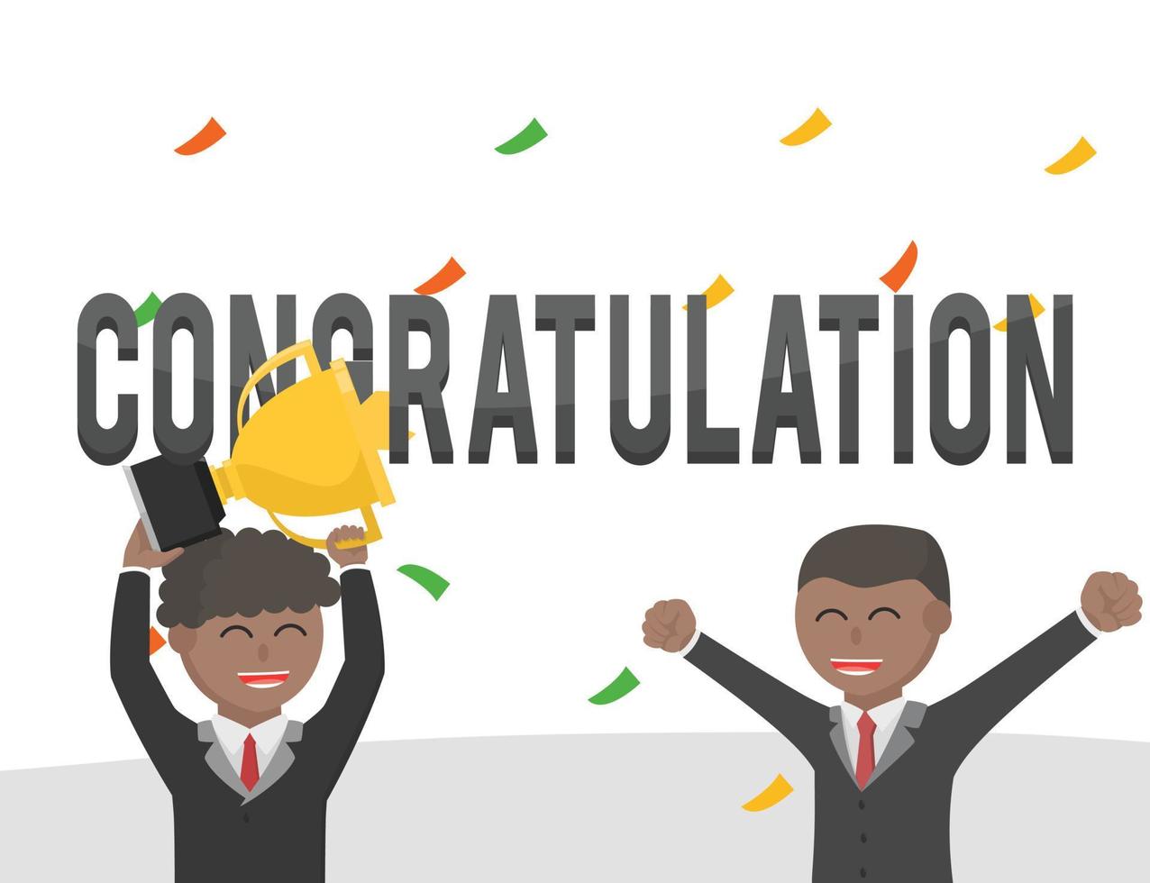business african congratulations character on white background vector