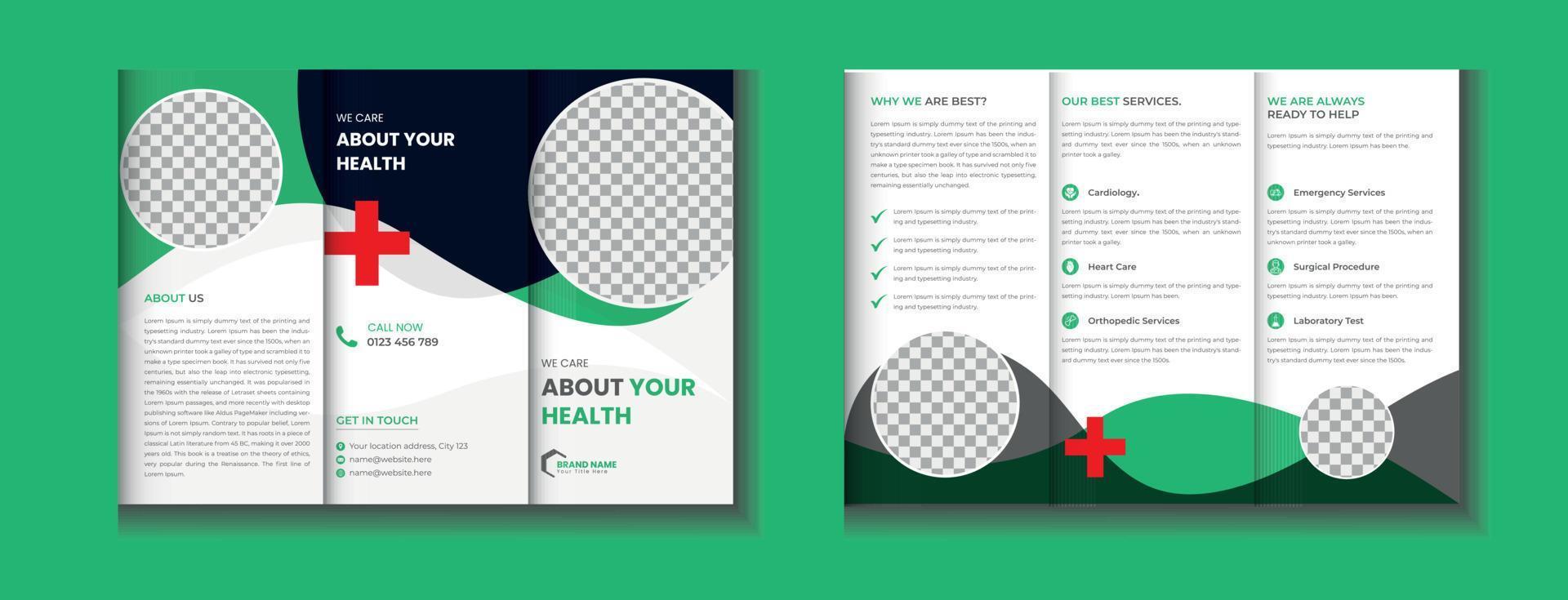 Medical service  trifold brochure template design vector