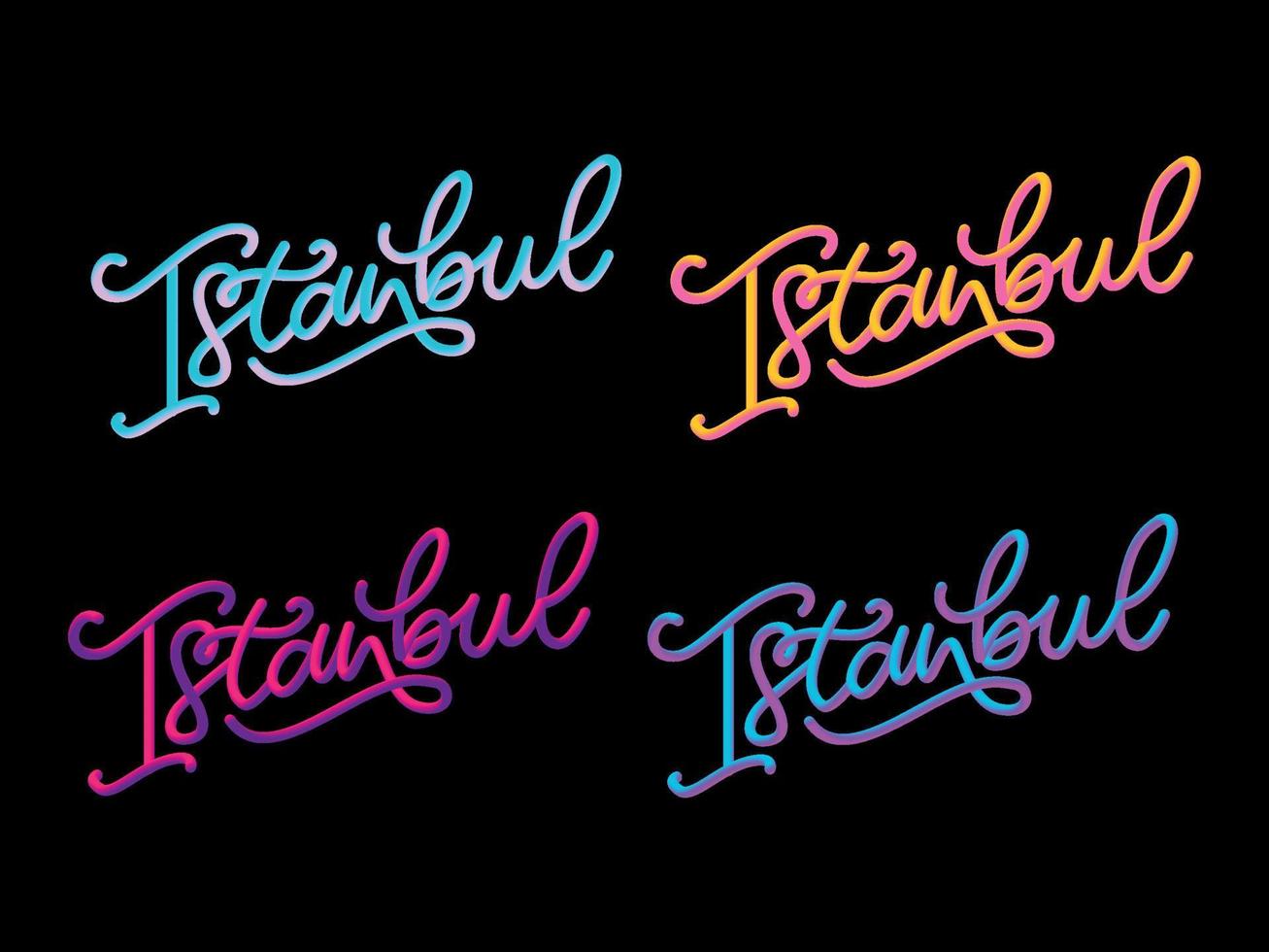 Istanbul. Hand lettering. Vector logo of Istanbul in black color with seagulls on white background. souvenir products, banner emblem, travel blog social media, brochure, flyer. Digital illustration.