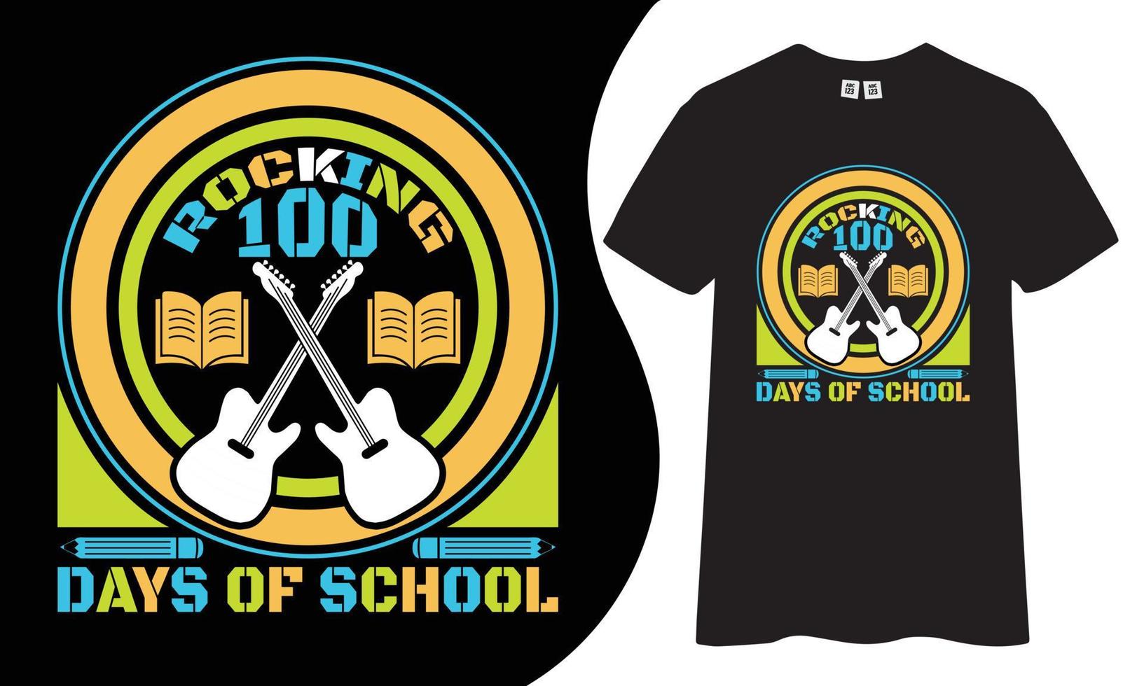 Rocking 100 days of school t-shirt design. vector