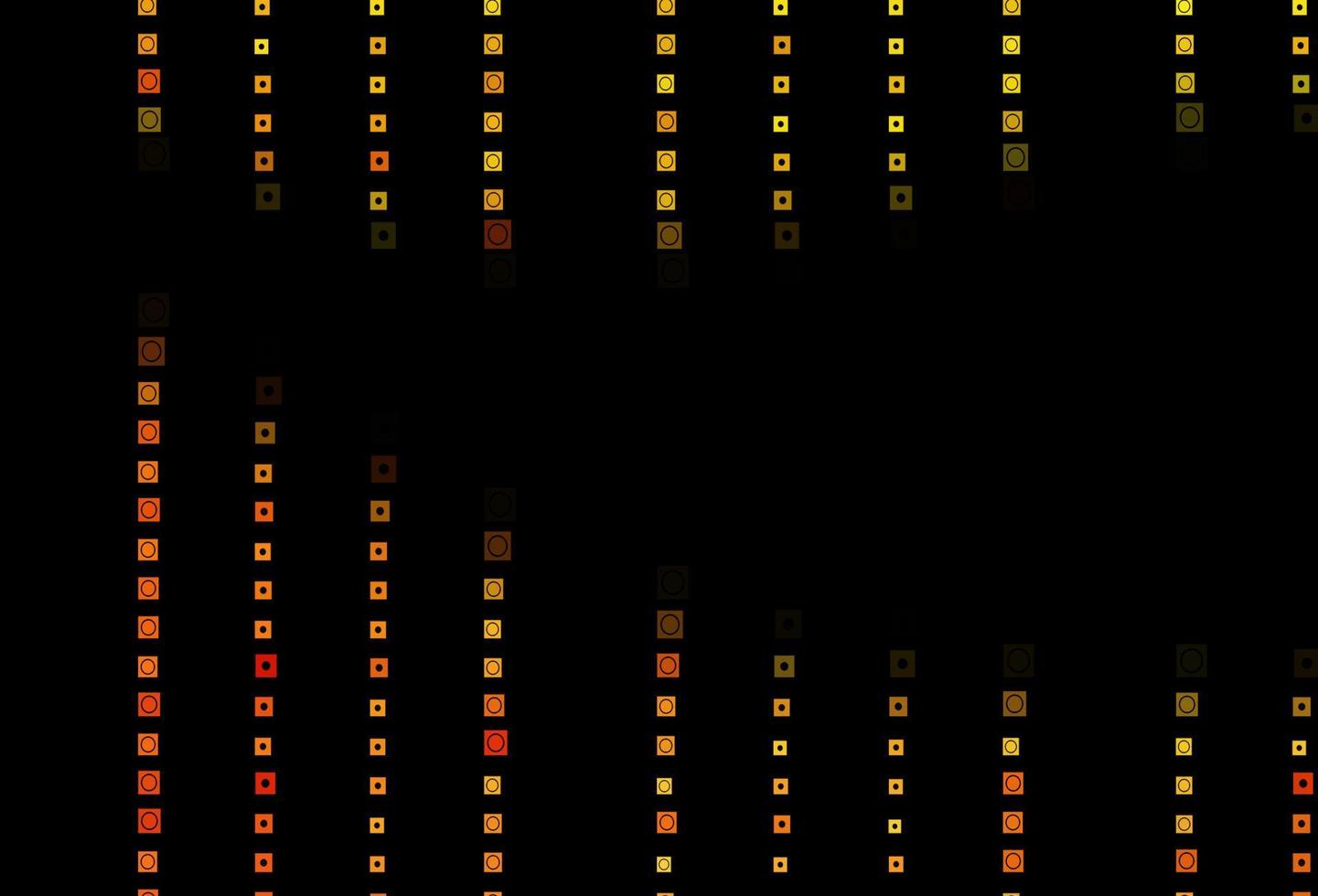 Telón de fondo de vector amarillo oscuro, naranja con círculos, cuadrados.