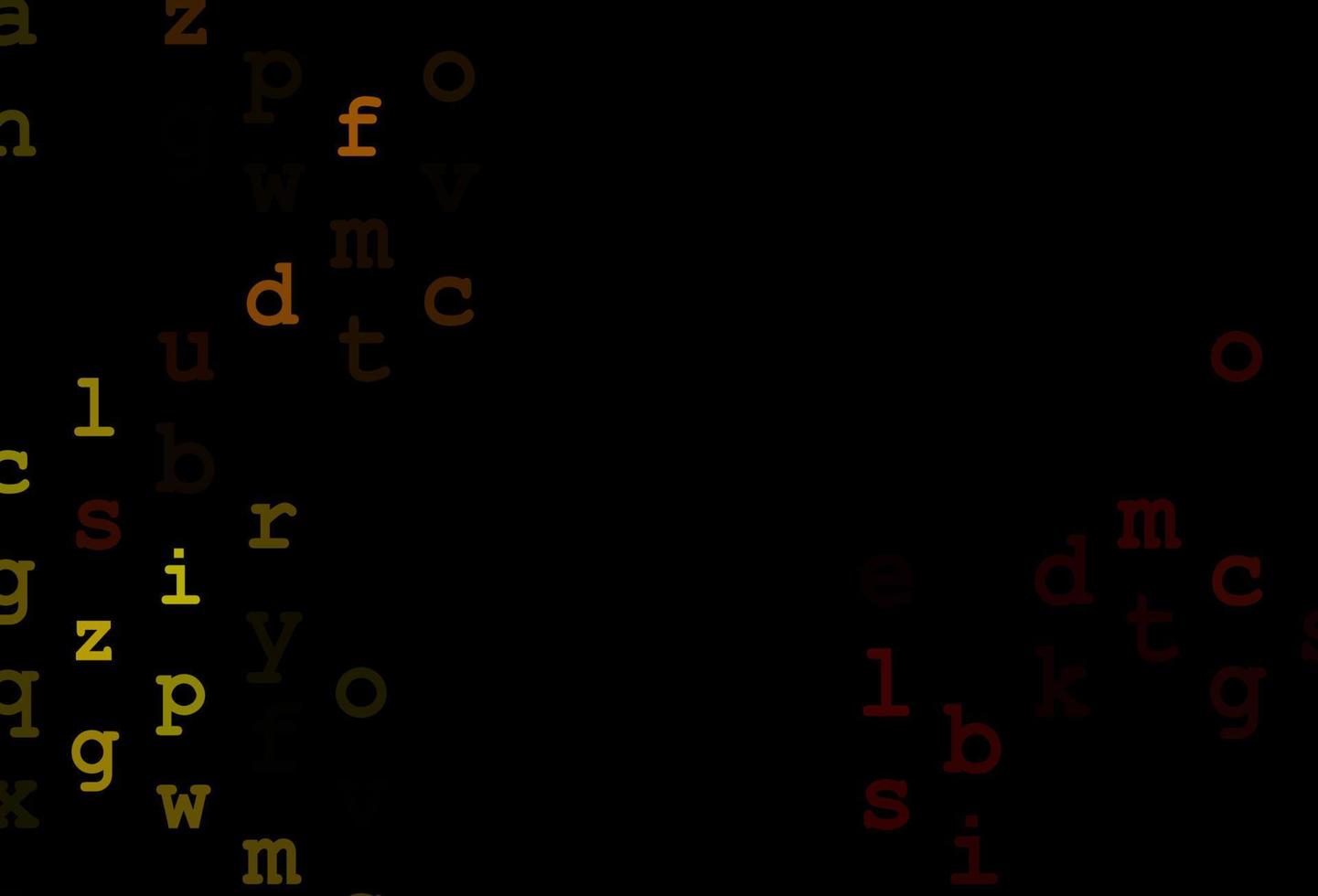 Dark yellow, orange vector cover with english symbols.