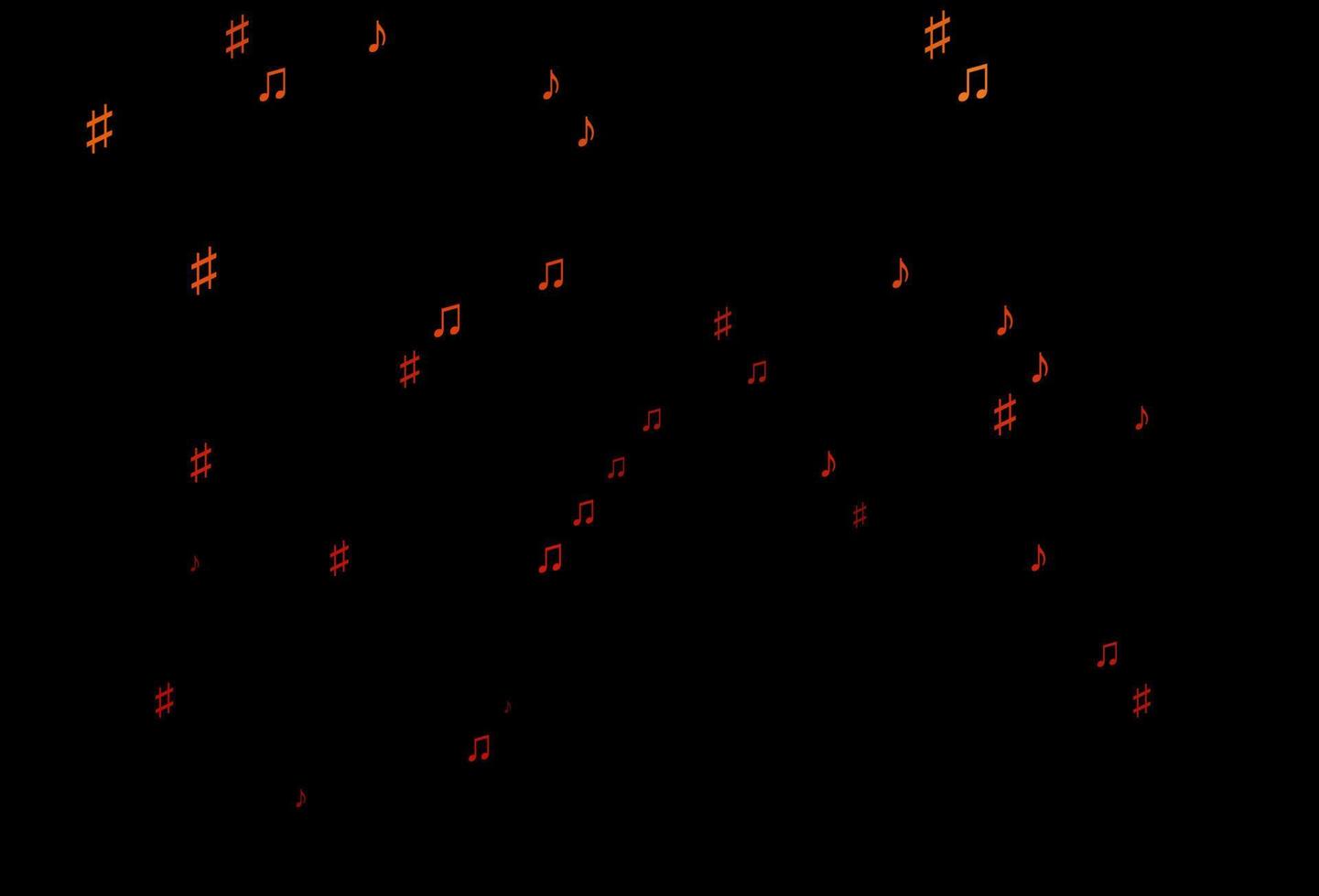 Dark Red vector background with music symbols.