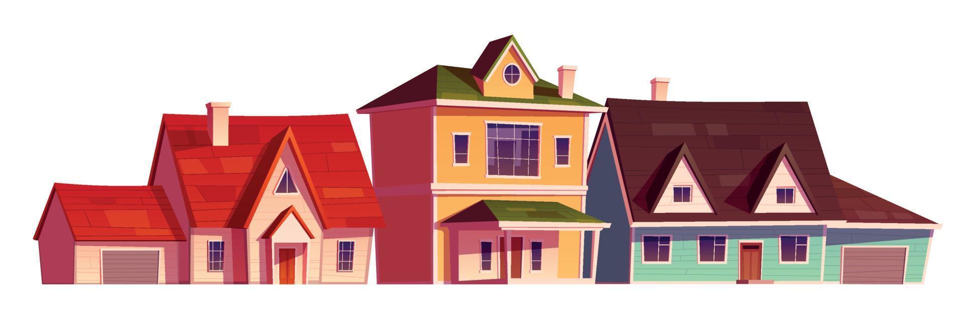 Residential houses exterior in suburb district vector