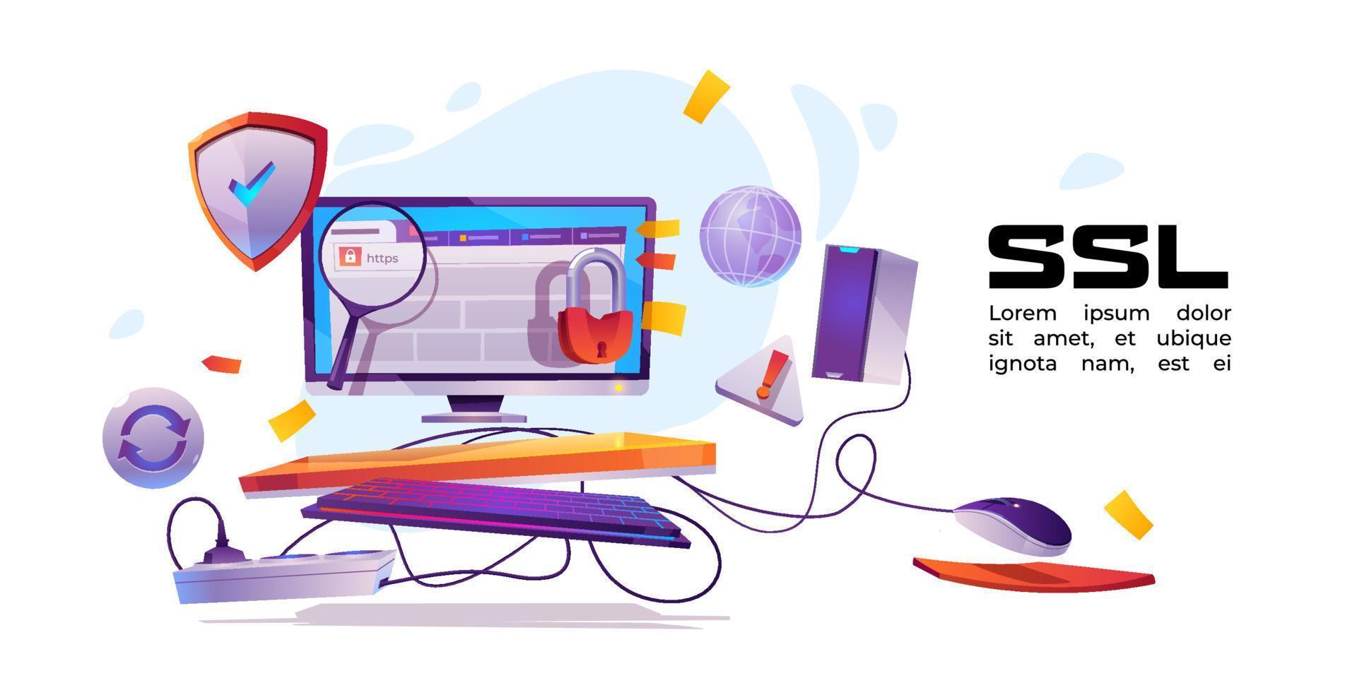 Vector banner of SSL certificate for website