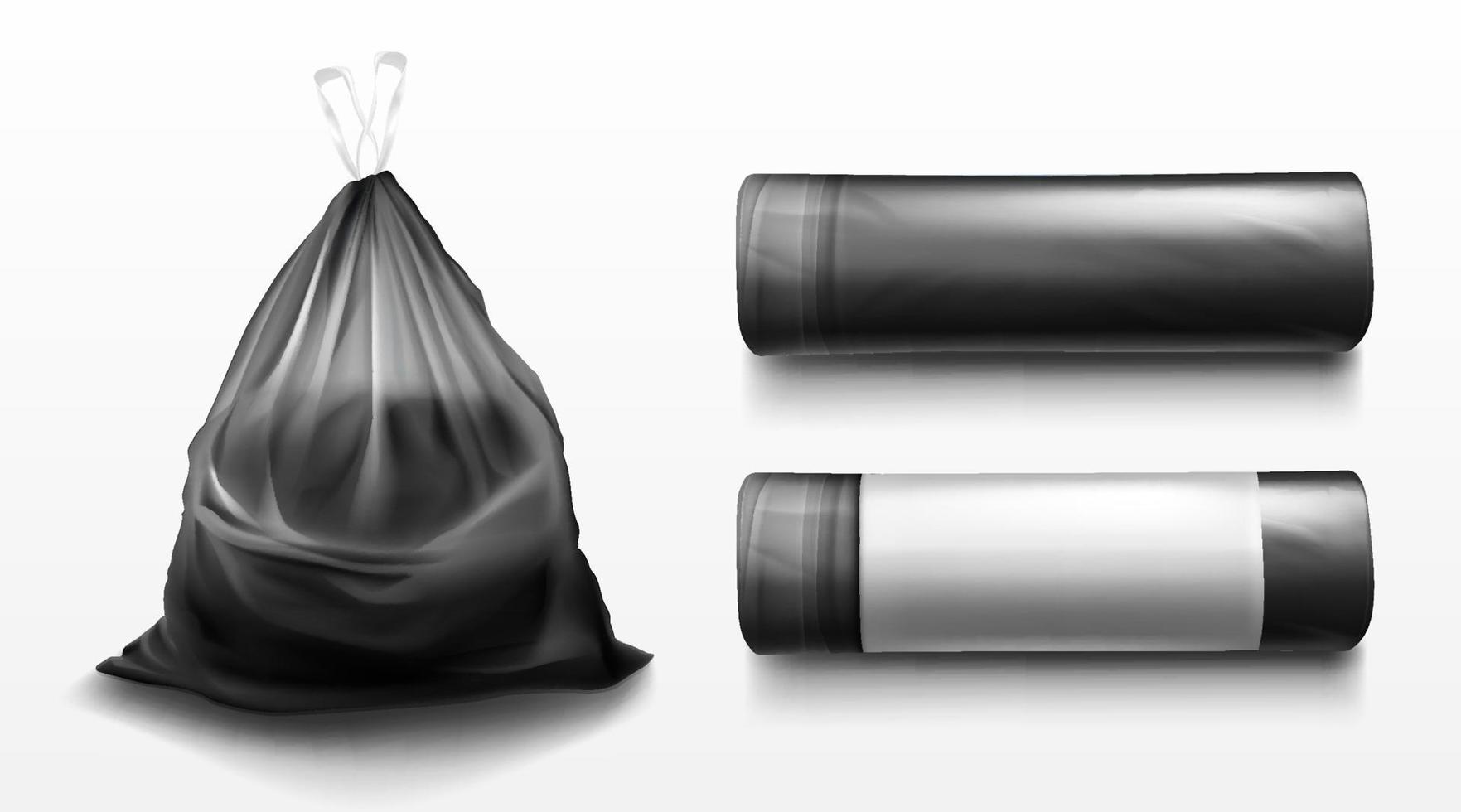 Black plastic bag for trash, garbage and rubbish vector