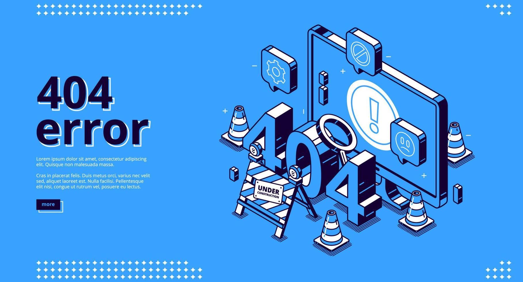 404 error isometric landing banner warning message vector