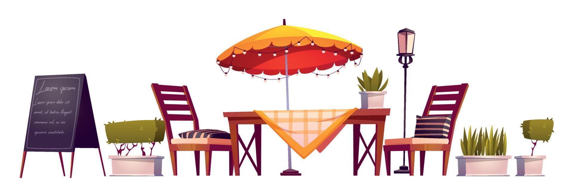 Summer terrace, outdoor city cafe, coffeehouse vector