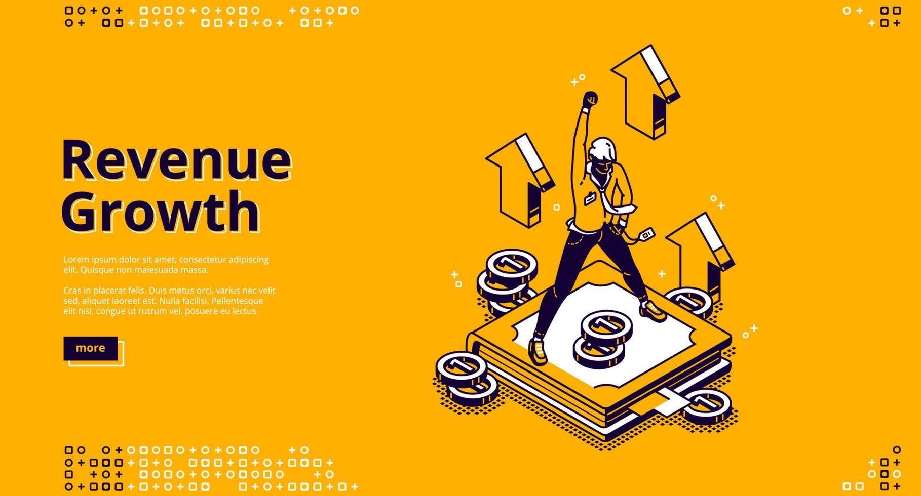 Revenue growth isometric landing page high expense vector