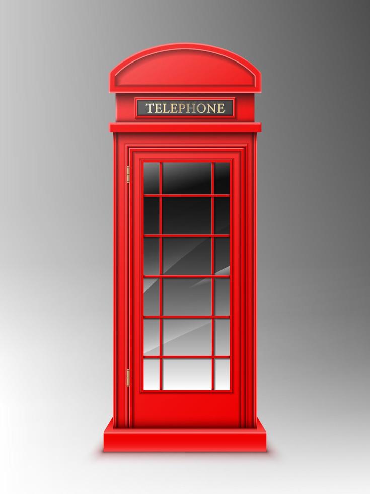 Vintage red telephone booth, London phone box vector