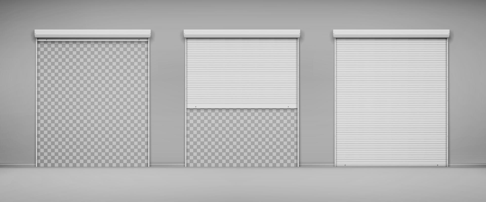 Garage doors, hangar entrance with roller shutters vector