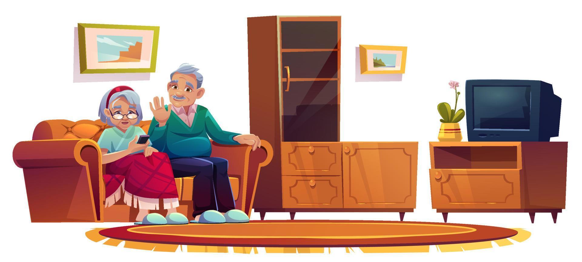 Old people in room in nursing home vector