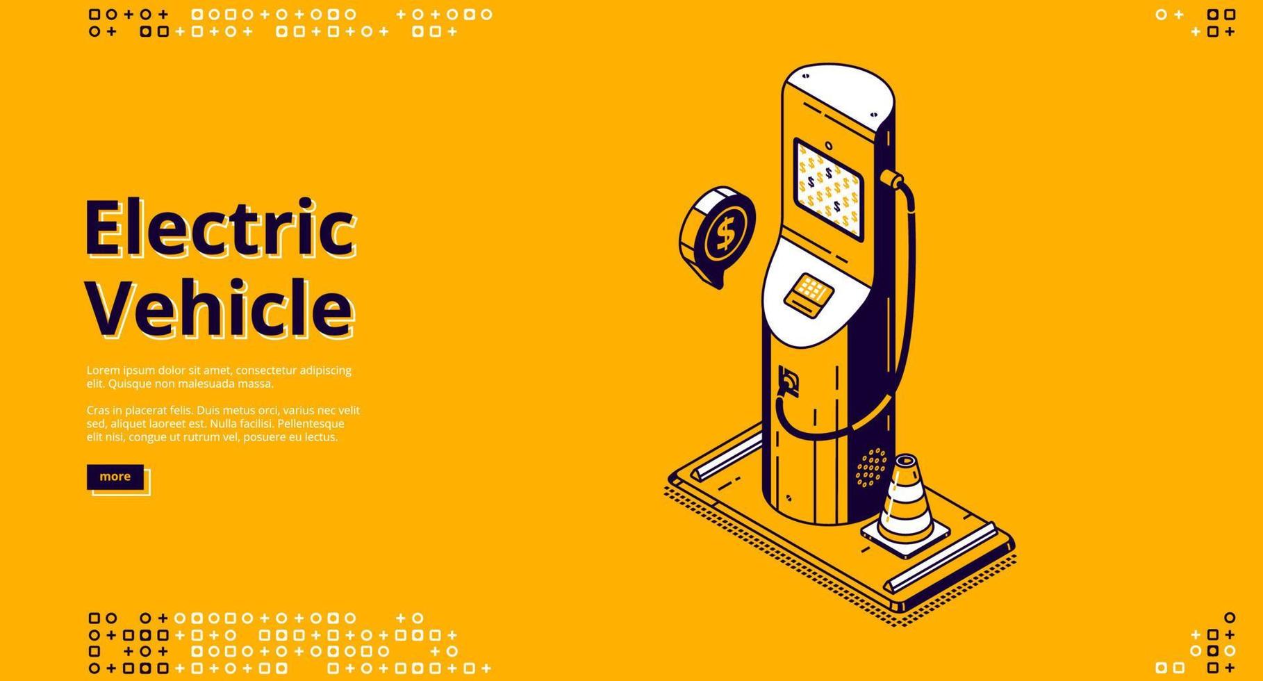 Landing page of electric vehicle concept vector